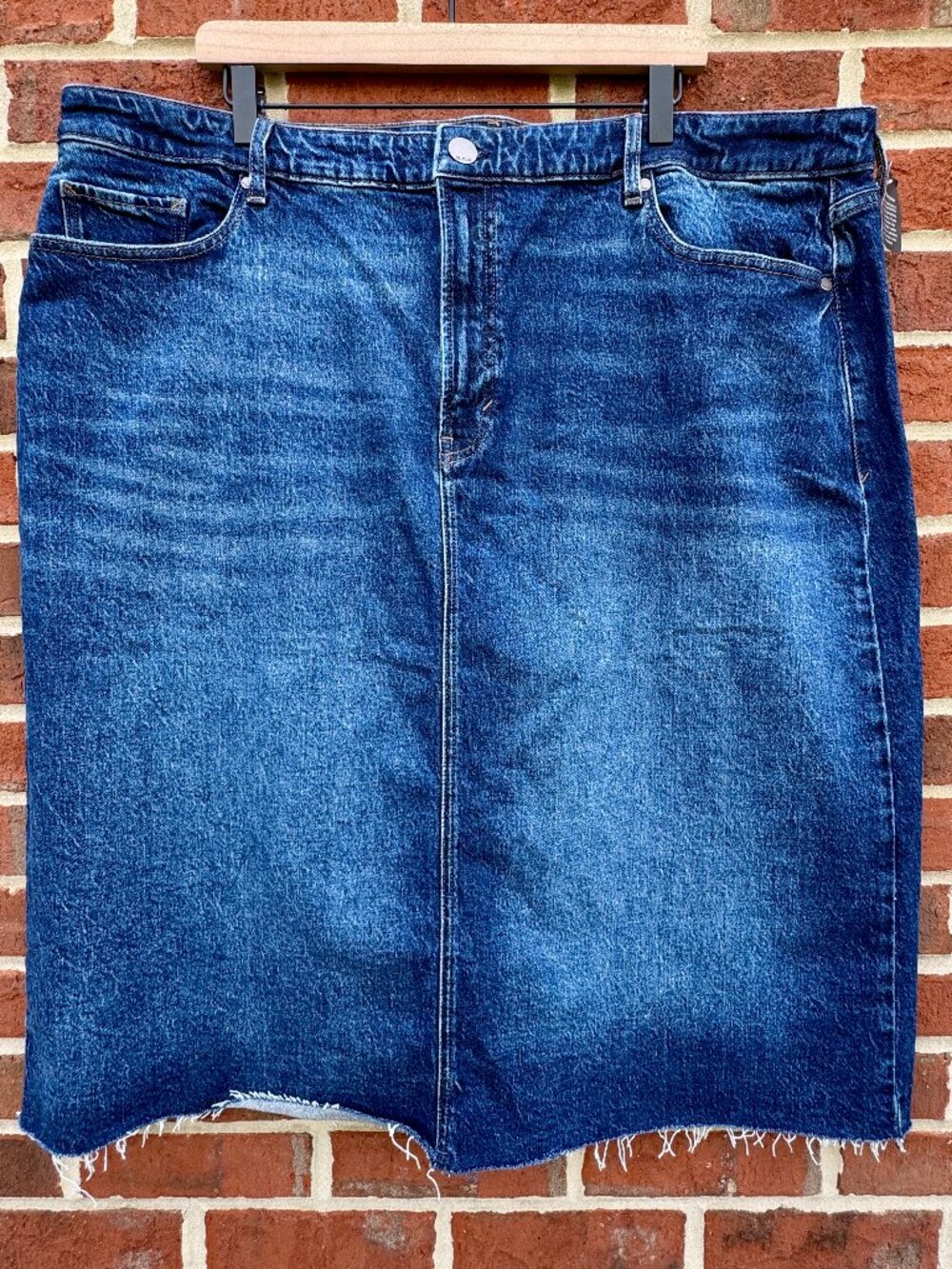 A.N.A Denim Skirt Size 20W Blue High Rise Raw Hem Western Modest 90s Grunge